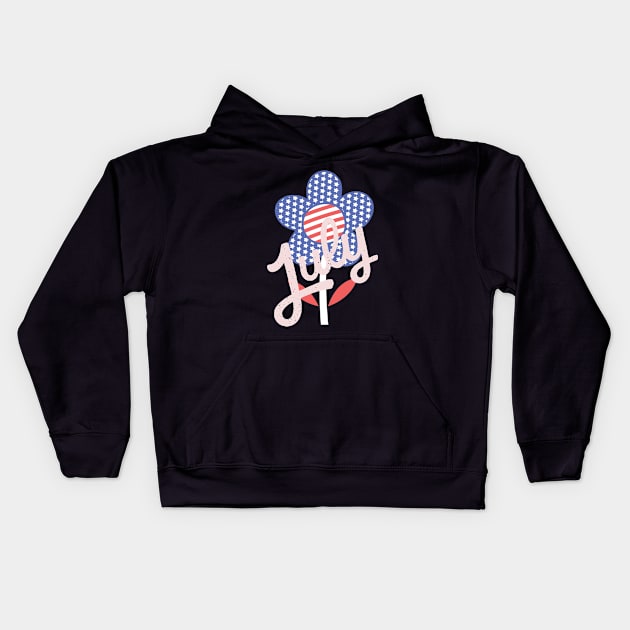 4 th july classic flower Kids Hoodie by hnueng111